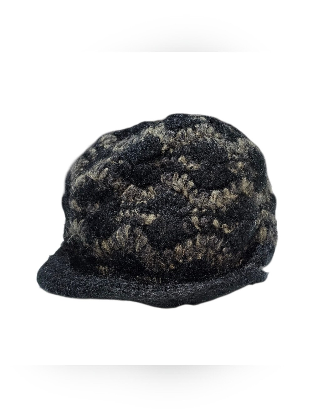 ​Pistil Womens Knit Brimmed Beanie Hat Visor Black Gray Fleece Lined One Size